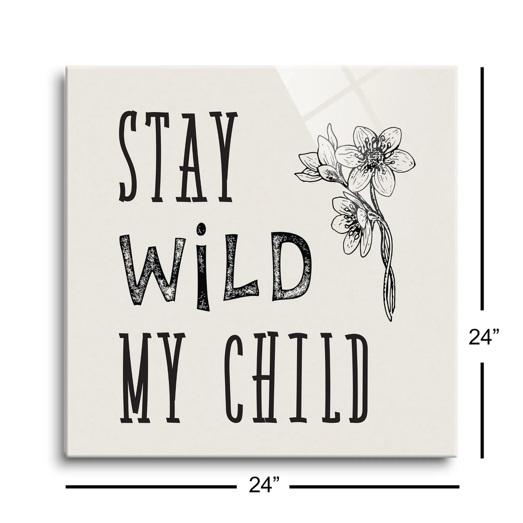 White Floral Sketch 24 x 24 Glass Wall Hanging Sign P76364