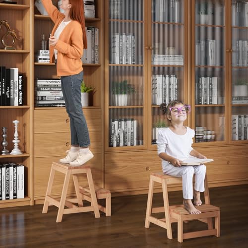 Wooden 2-Step Folding Step Stool Y18707