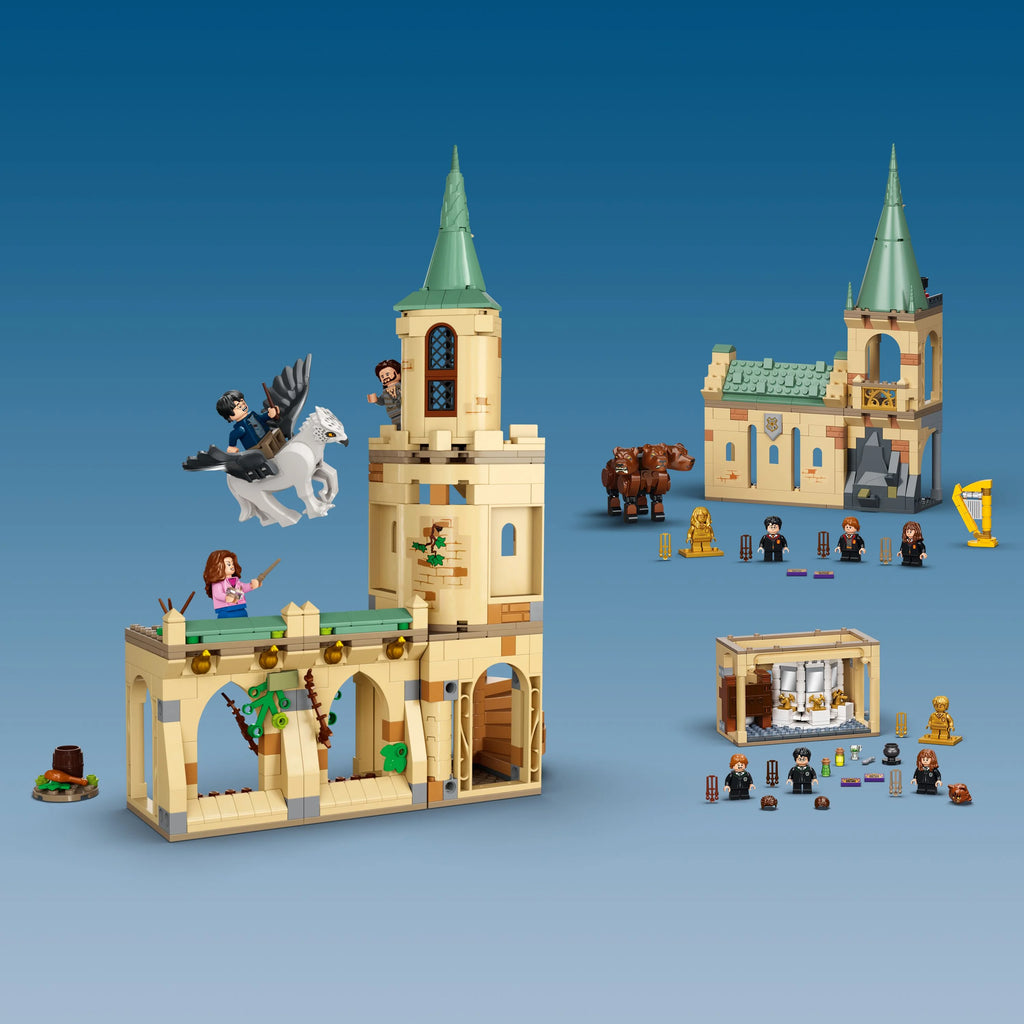 LEGO Harry Potter Hogwarts Courtyard Castle Tower Toy with Buckbeak Hippogriff Figure and Prison Cell C240