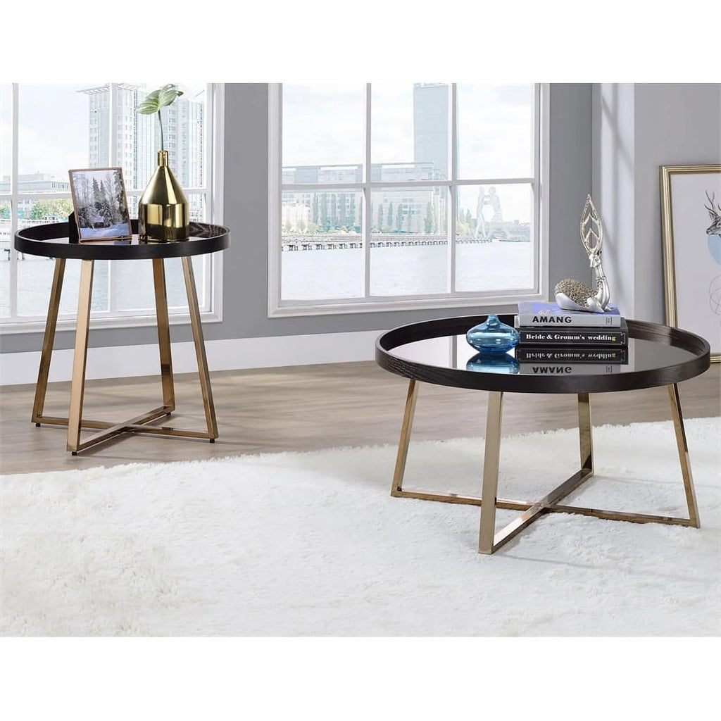 Round Mirrored Top End Table H347752