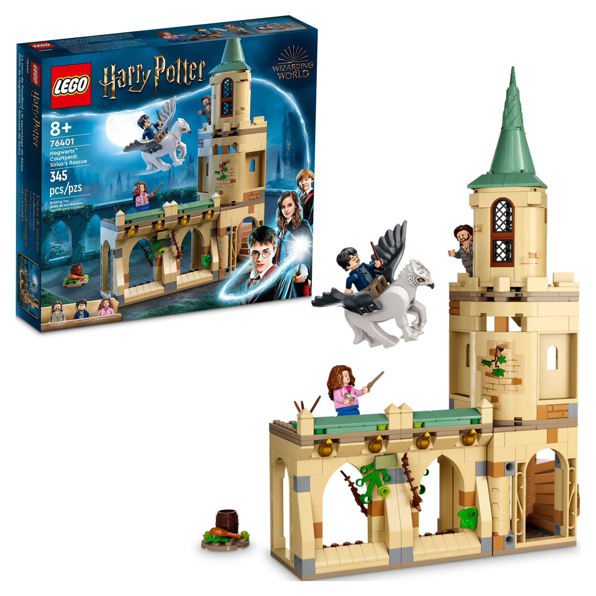 LEGO Harry Potter Hogwarts Courtyard Castle Tower Toy with Buckbeak Hippogriff Figure and Prison Cell C240