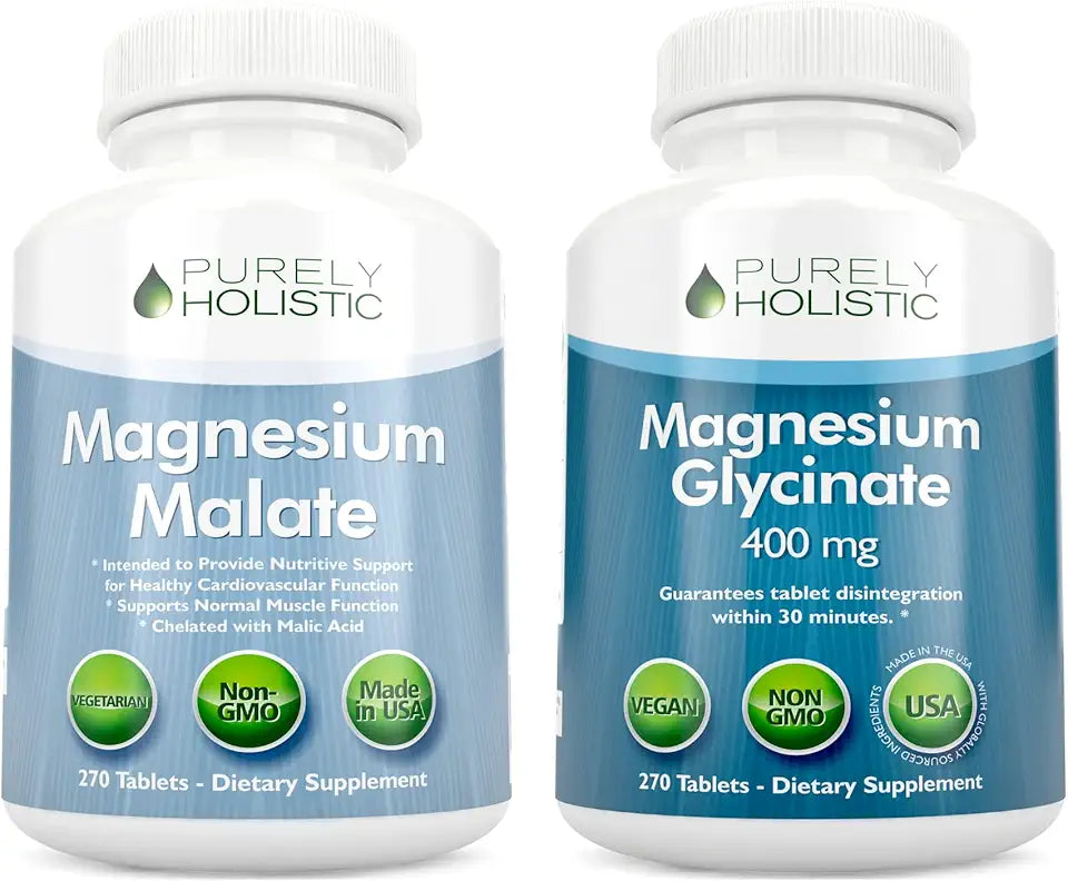 Magnesium Malate 400mg + Magnesium Glycinate 400mg 270 + 270 Vegetarian Tablets H6266