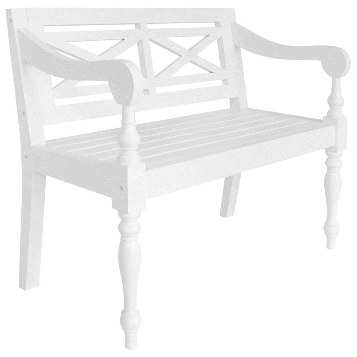 Solid Mahogany Wood White Bench T49888