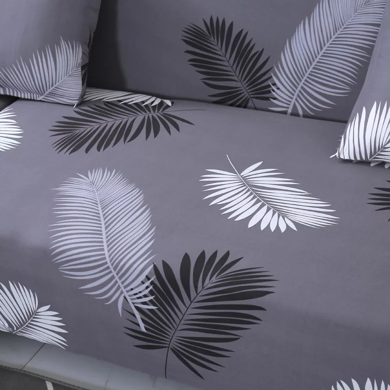 Floral Pattern 2 Pieces L Shaped Sofa Cover Set Q753