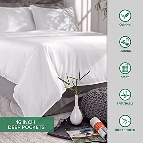 King White Bamboo Viscose Bed Sheet Set A5868