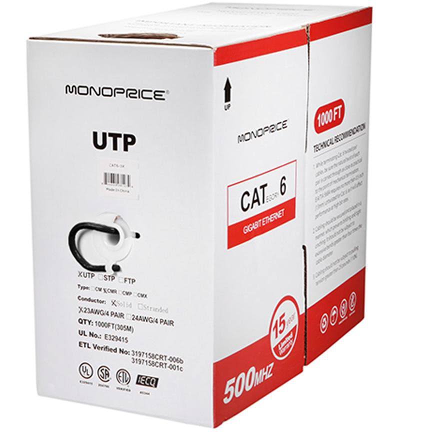 CAT 6 UTP 1000 ft Black Bulk Cable Q502818