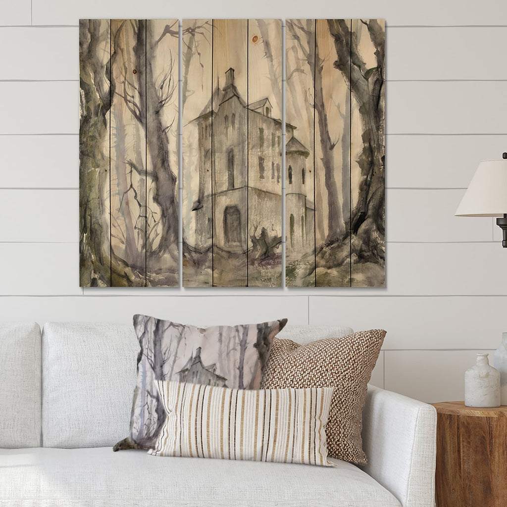 3 Panels 45 x 40 inches Print on Natural Pine Wood Z568