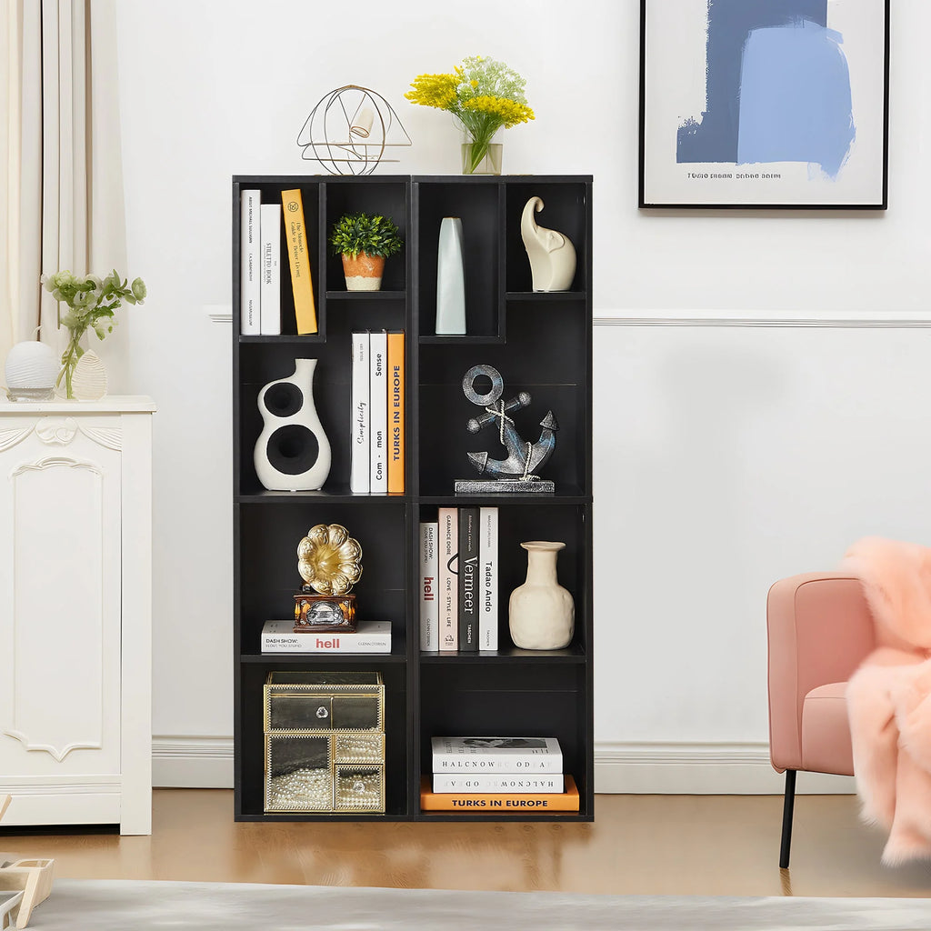 Black 3-Tier Wood Bookcase Set of 2 A99567