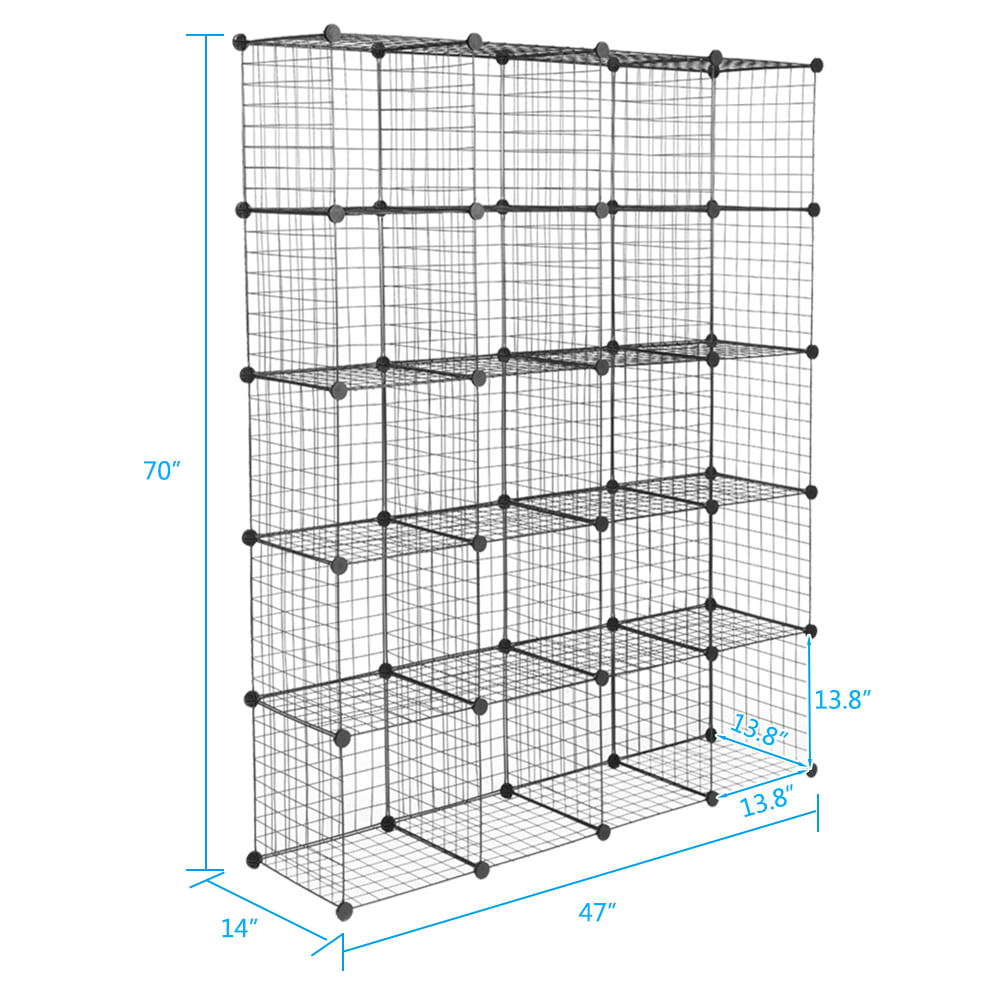Black Metal 20-Cube Organizer Shelves I5041