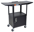 Adjustable Height Steel AV Cart with Cabinet and Drop Leaf H23685