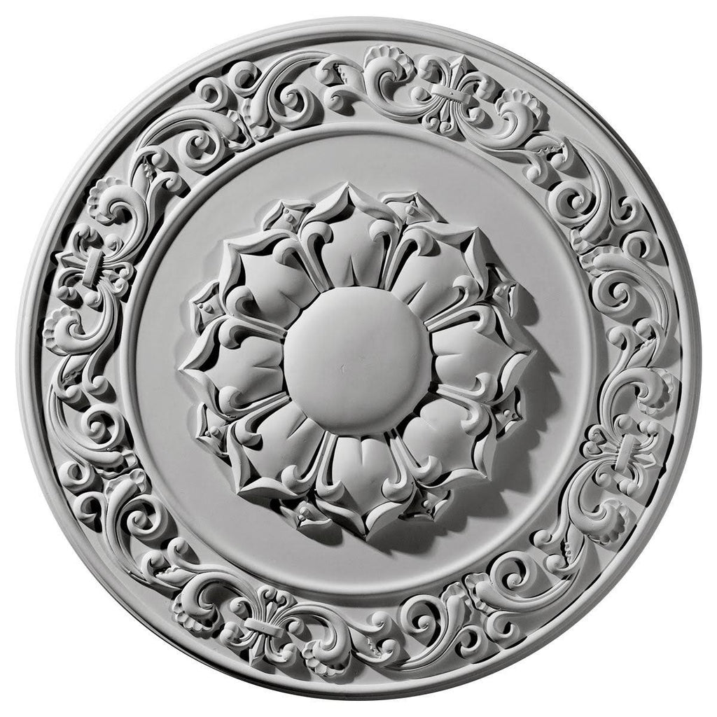 27 3/4x22OD x 2x22P Hand-Painted Silver Ceiling Medallion C723