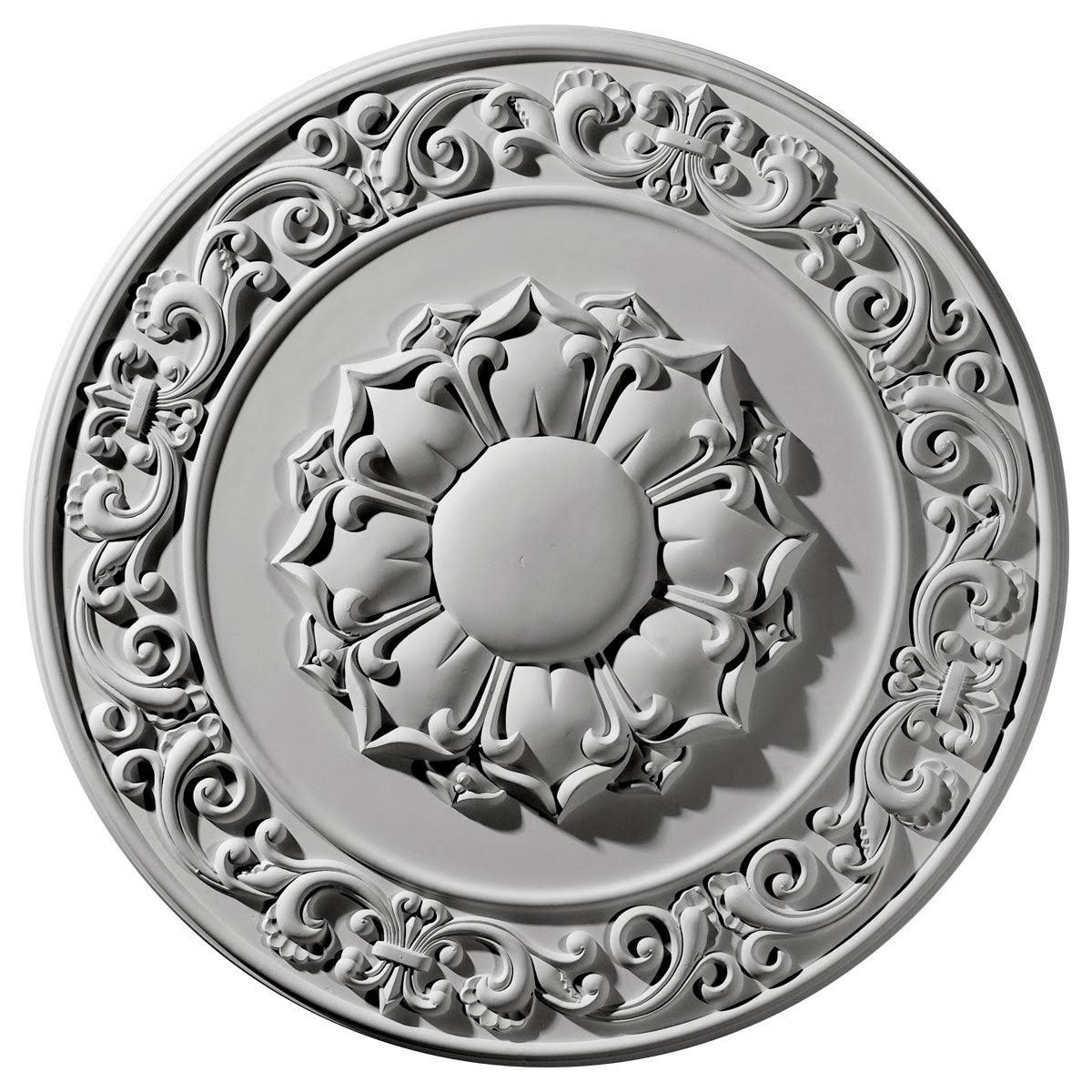 27 3/4x22OD x 2x22P Hand-Painted Silver Ceiling Medallion C723