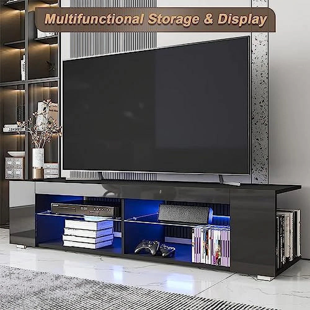 57 Inch LED TV Stand with Glass Shelves Y38240
