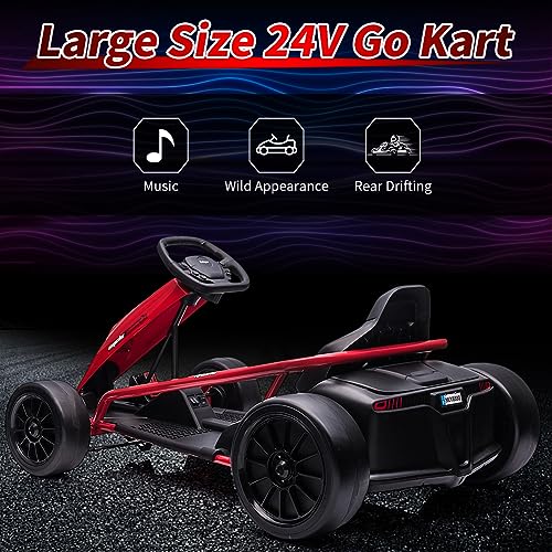 24V Go Kart for Kids with Music and Horn, Red O142961