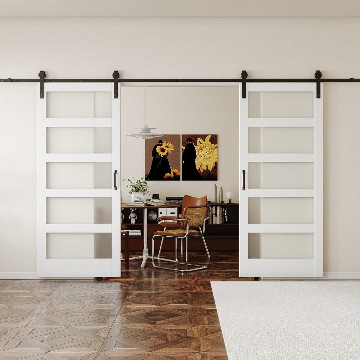 36''x84'' Frosted Glass Barn Door x 2 G6503