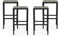 Gray Finish Black Acacia Wood Bar Stools Set of 4 S13823