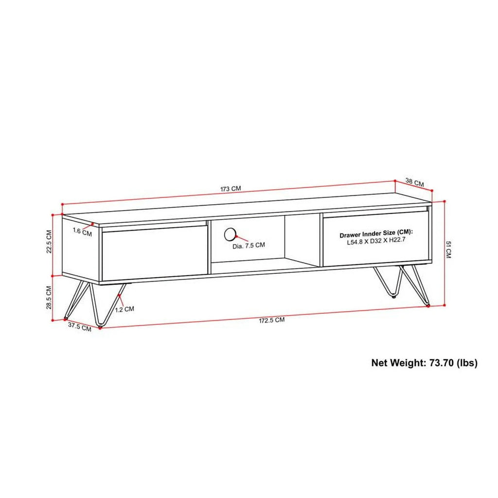 68" Mango Wood TV Media Stand T410231