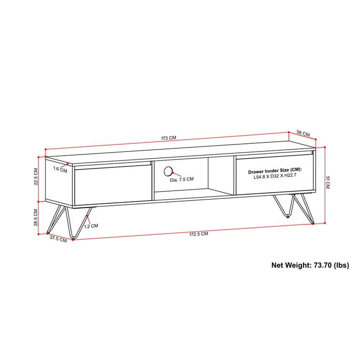 68" Mango Wood TV Media Stand T410231