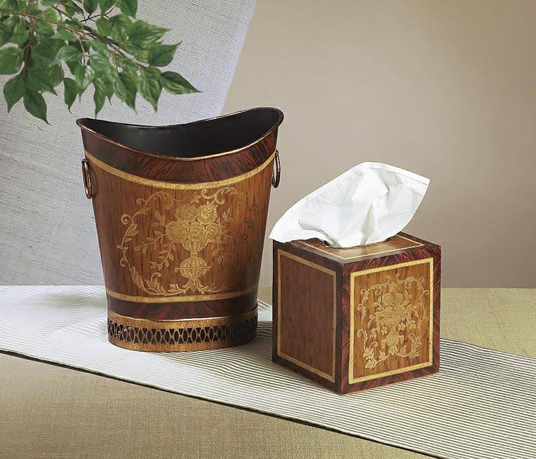 Wood Finish Iron Tissue Box J9380