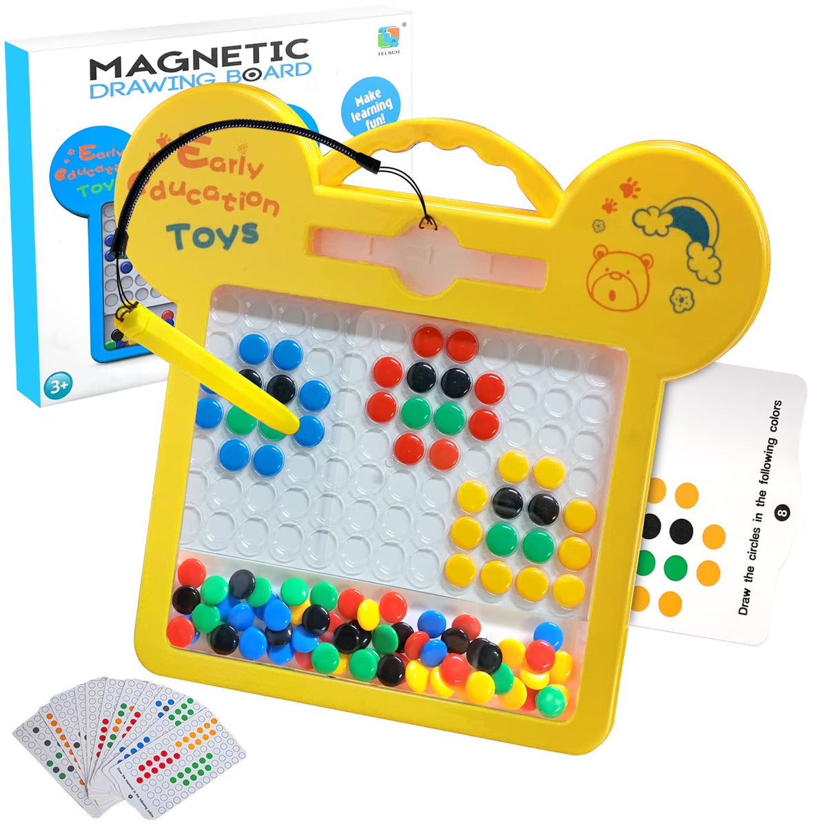 Magnetic Dots Board Montessori Educational Preschool Toy Doodle Board 9x8" with Magnetic Beads E6460