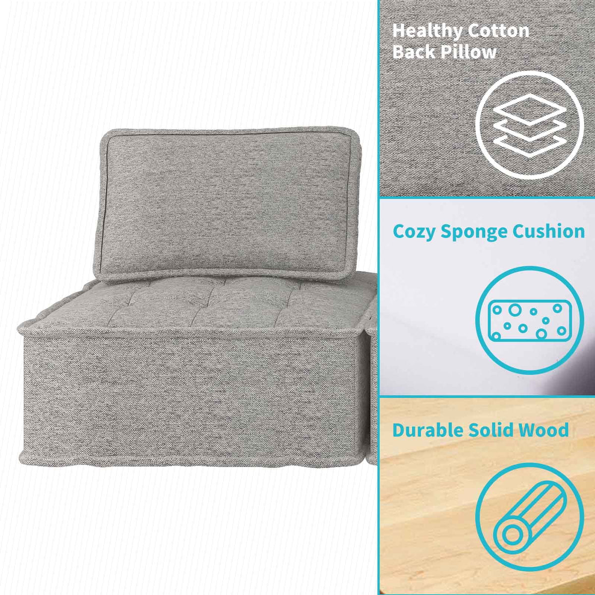Light Grey Modular Sectional Sofa with Ottoman R696915
