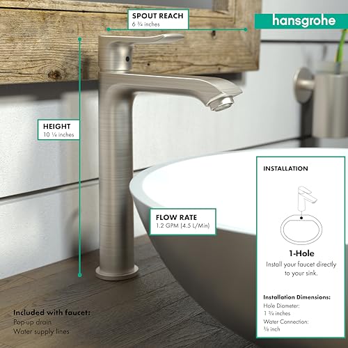 Brushed Nickel 1-Hole Bathroom Sink Faucet C803149