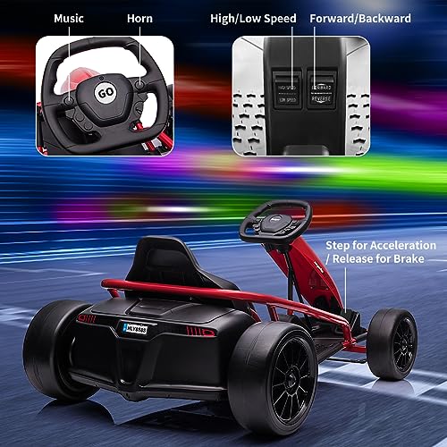 24V Go Kart for Kids with Music and Horn, Red O142961