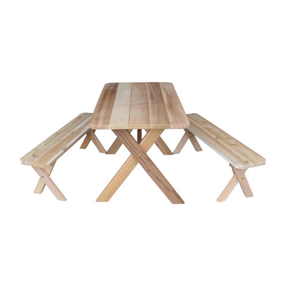 Cedar 5 Cross Leg Picnic Table with 2 Benches V765