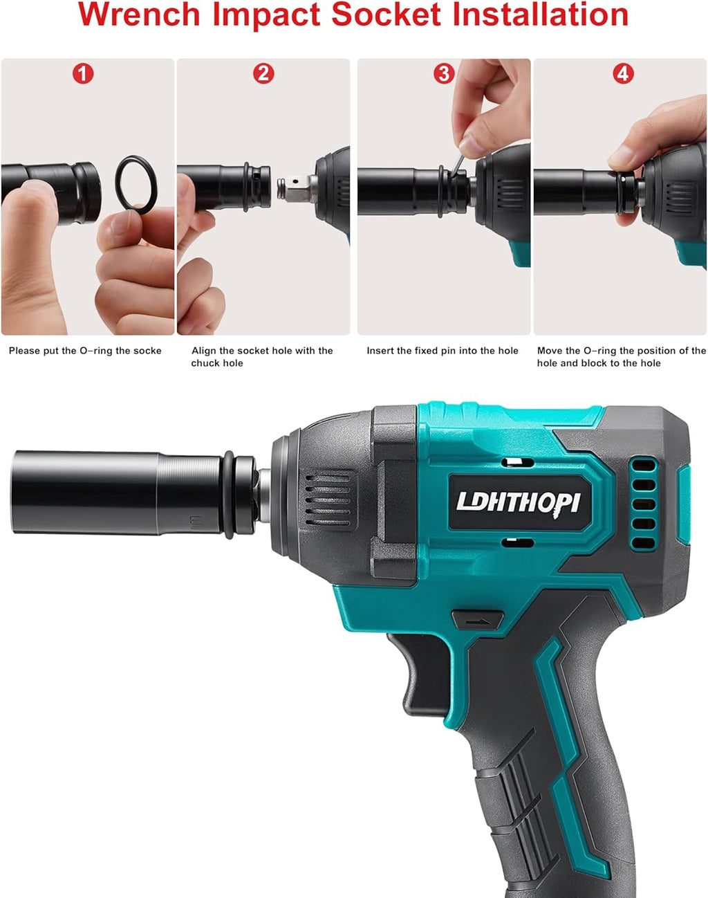 Cordless Impact Wrench 1/2 Inch 21V 370 Ft-lbs with 2 Batteries X2660