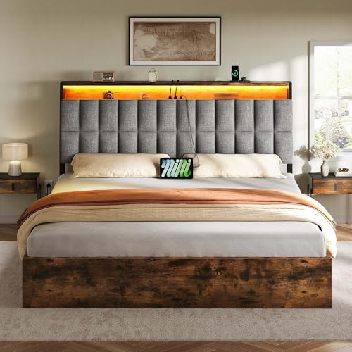Black Queen Size PU Leather Upholstered Storage Platform Bed T73826
