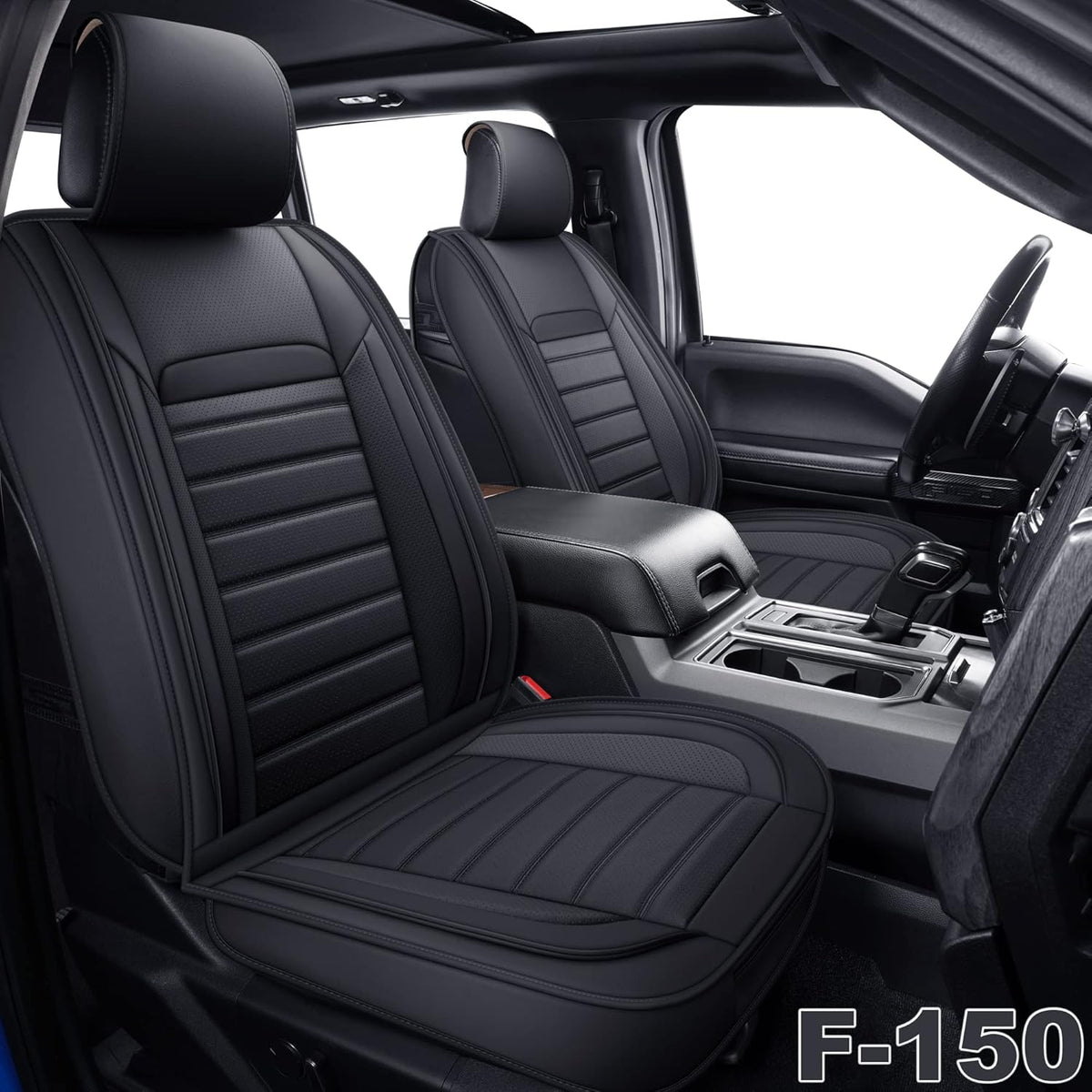 Leather Car Seat Covers, Front Pair, Black Z99474