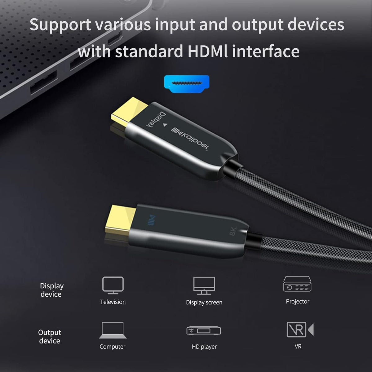 Fiber Optic HDMI Cable 32 Feet 8K HDMI 2.1 48Gbps Pack of 2 W212174