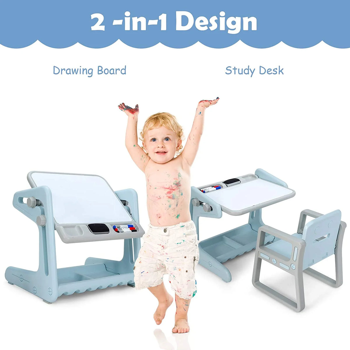2 in 1 Kids Table & Chair Blue B933322