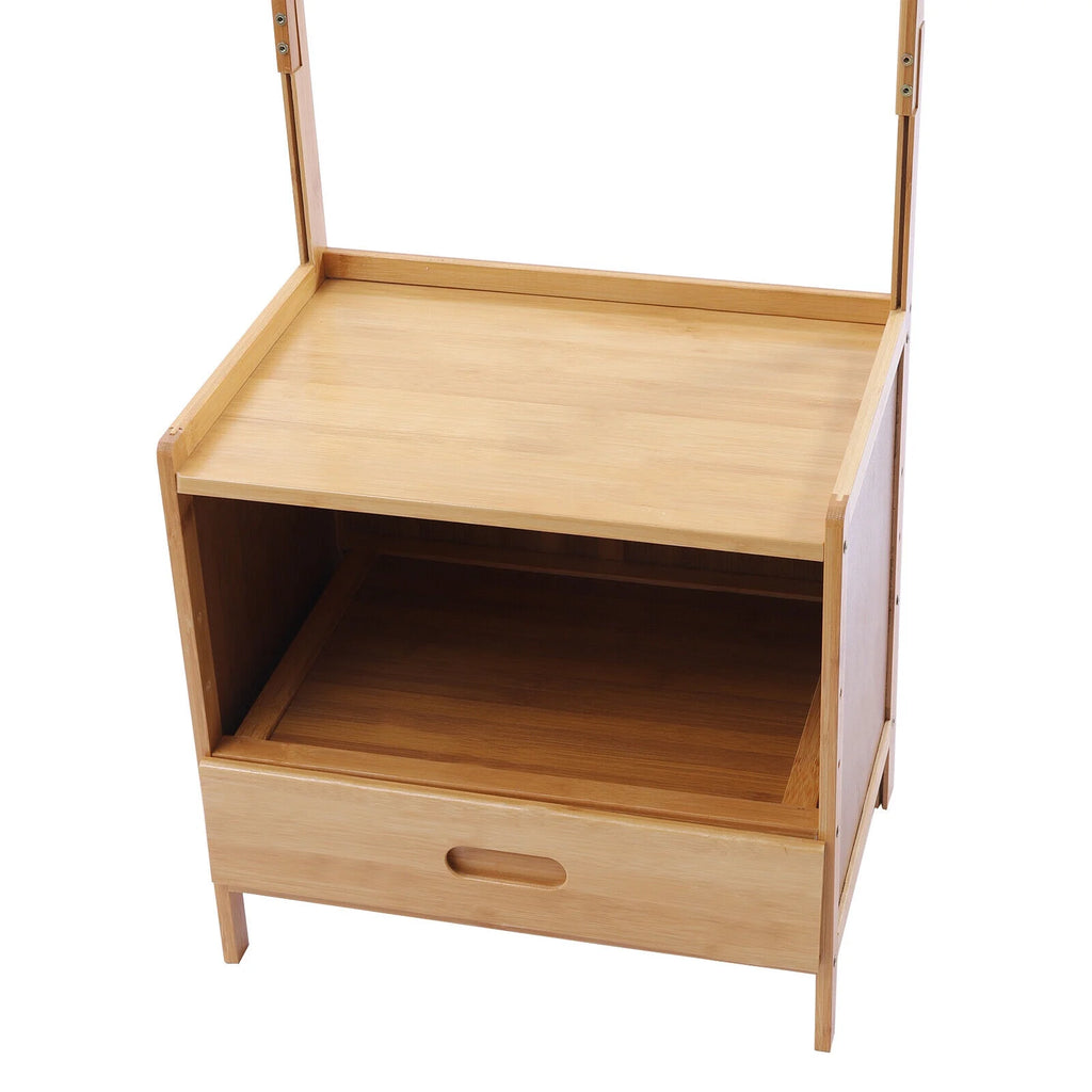 Bamboo Coat Hat Rack Shoe Bench with 8 Hooks A1241
