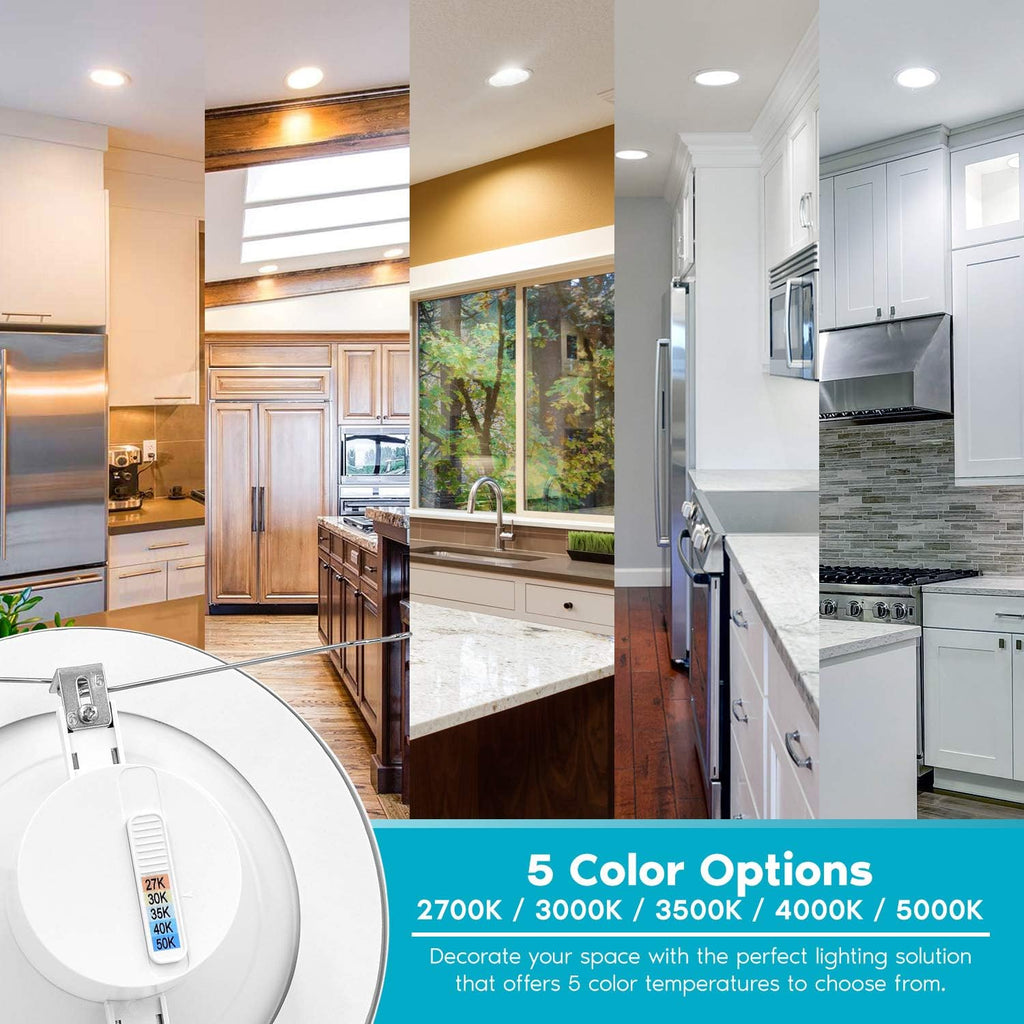5/6 Inch LED Recessed Retrofit Downlight, 14W, Color Selectable, Dimmable, 1100 Lumens, 4 Pack T5468