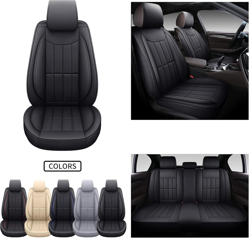 Gray PU Leather Car Seat Covers Front Pair H6215