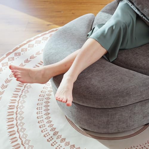 White Large Swivel Accent Barrel Chair with Ottoman N786228