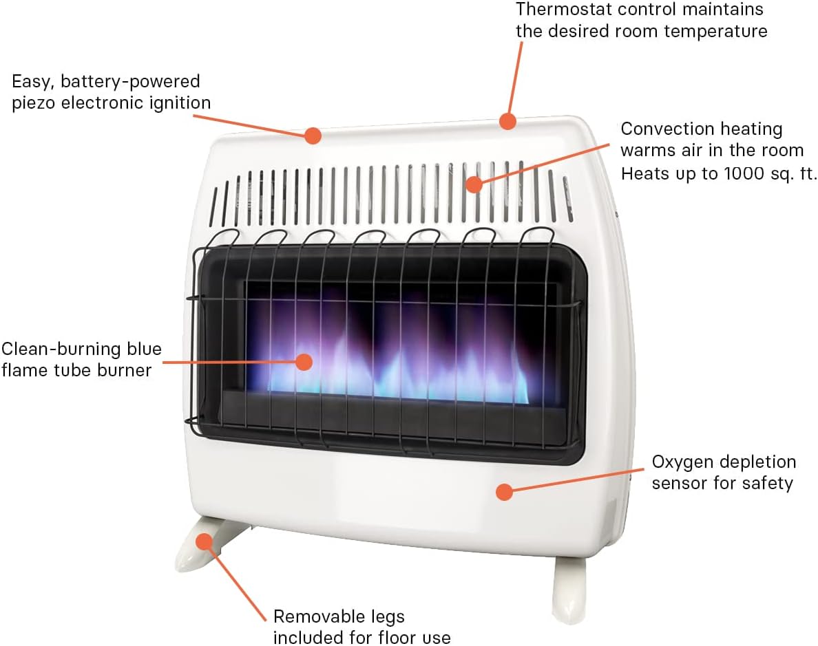 White Propane Natural Gas Wall Heater N93323