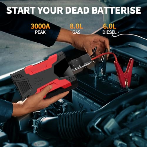 3000A 12V 37000mWh Car Jump Starter with Jumper Cables X6577