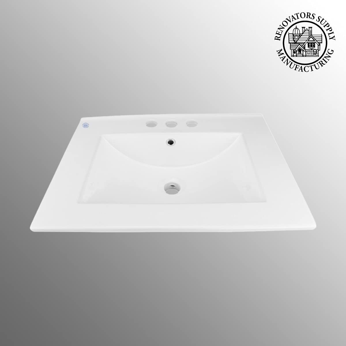 White Drop-in Rectangular Bathroom Sink with Overflow G215029