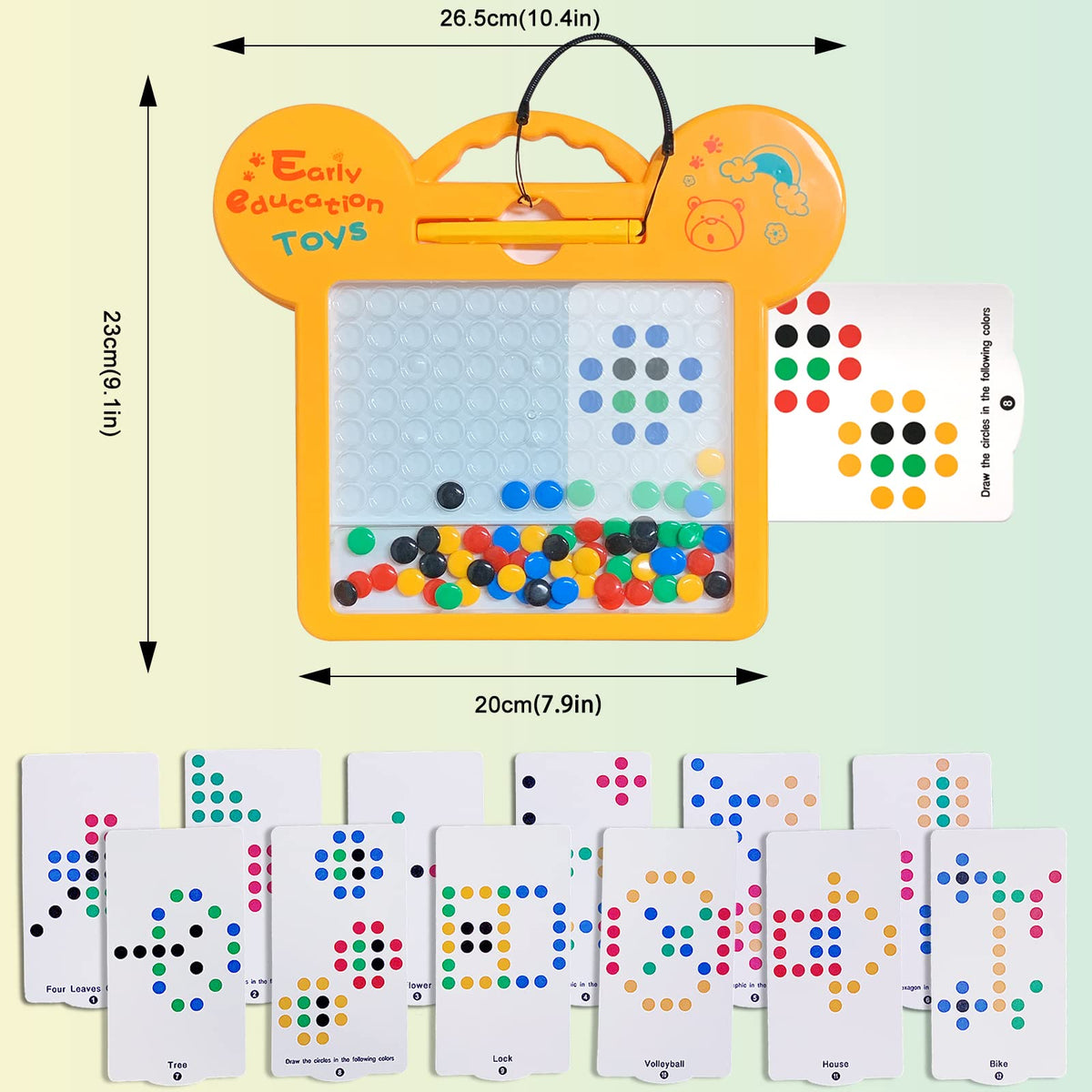 Magnetic Dots Board Montessori Educational Preschool Toy Doodle Board 9x8" with Magnetic Beads E6460
