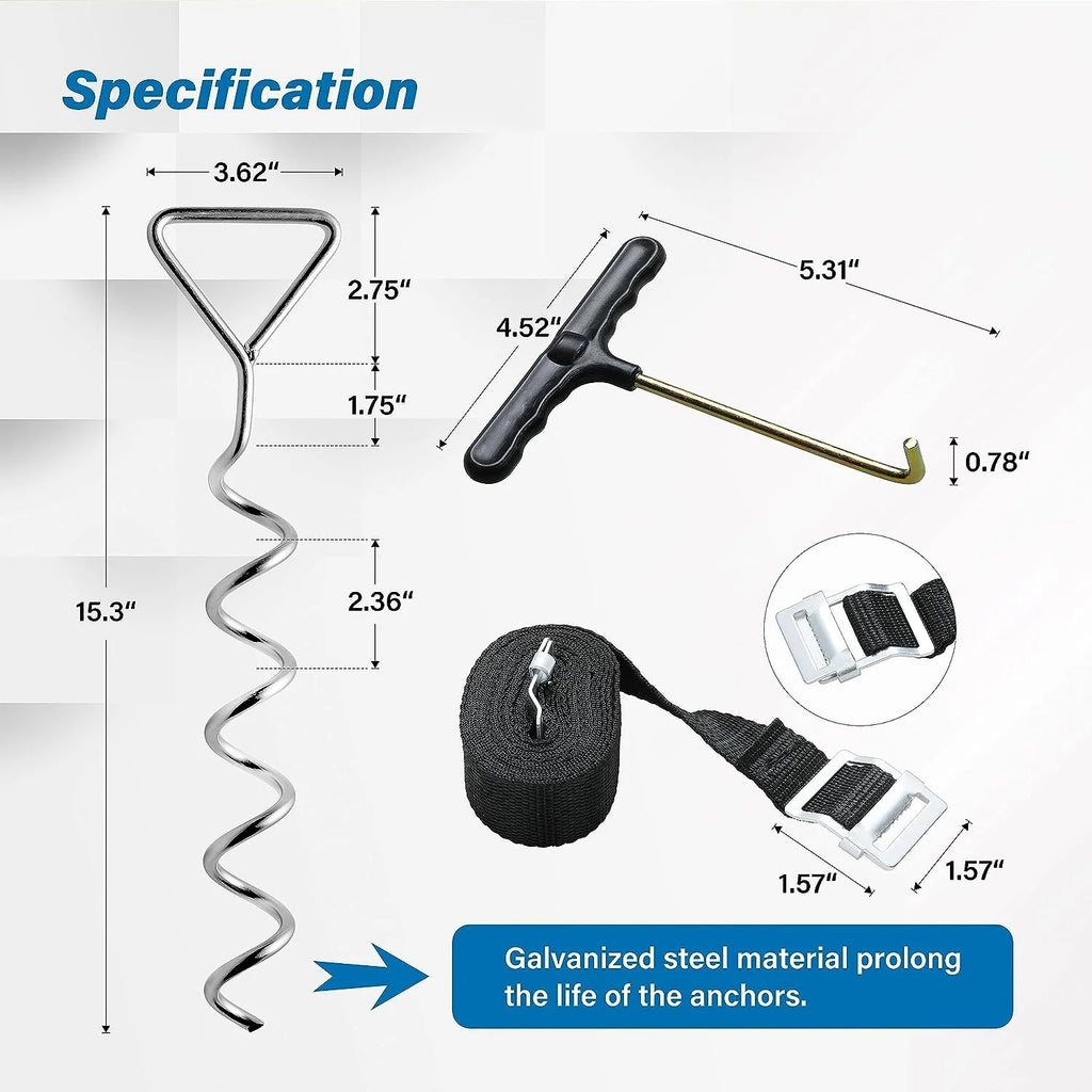 Corkscrew Shape Steel Stakes Anchor Kit with T Hook T149159