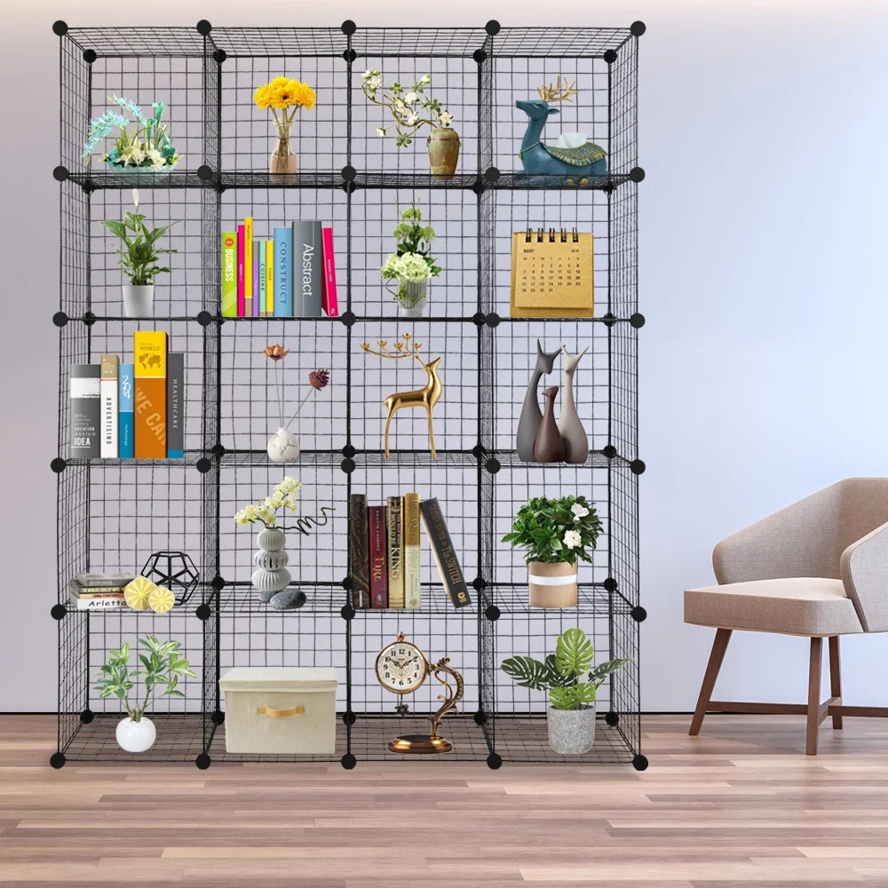 Black Metal 20-Cube Organizer Shelves I5041