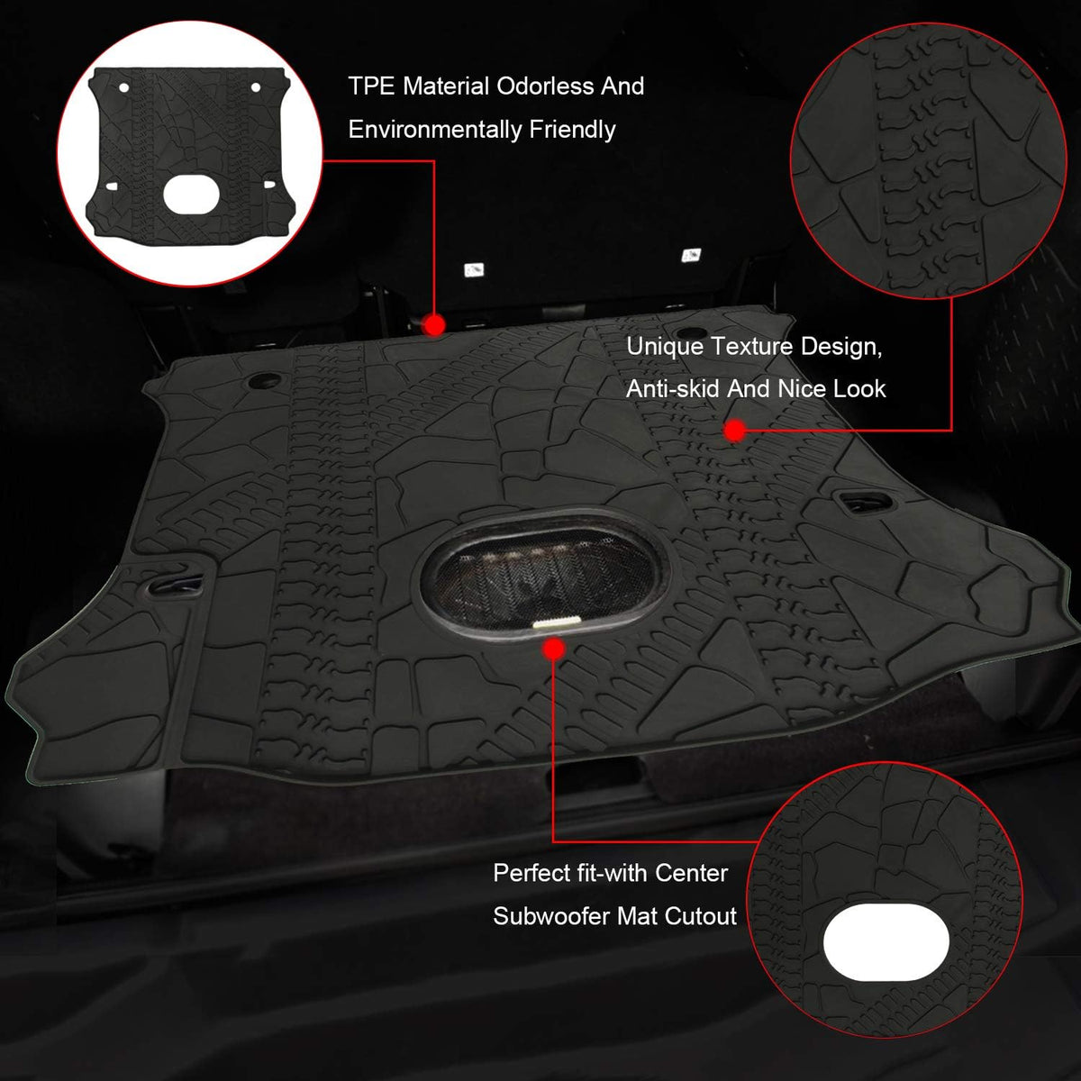 Black Rear Trunk Cargo Floor Mat V826438