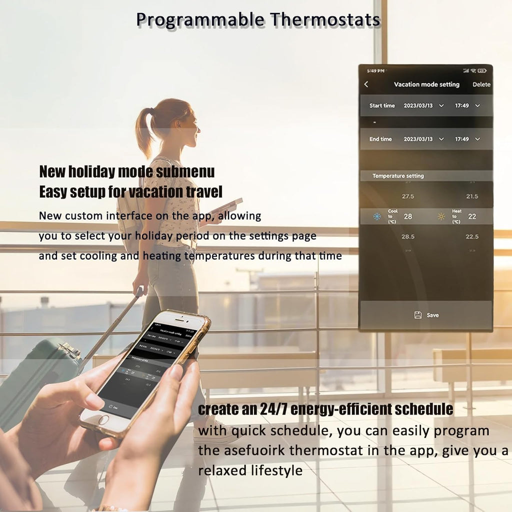 Digital WiFi Thermostat with App and LCD Color Screen E259677