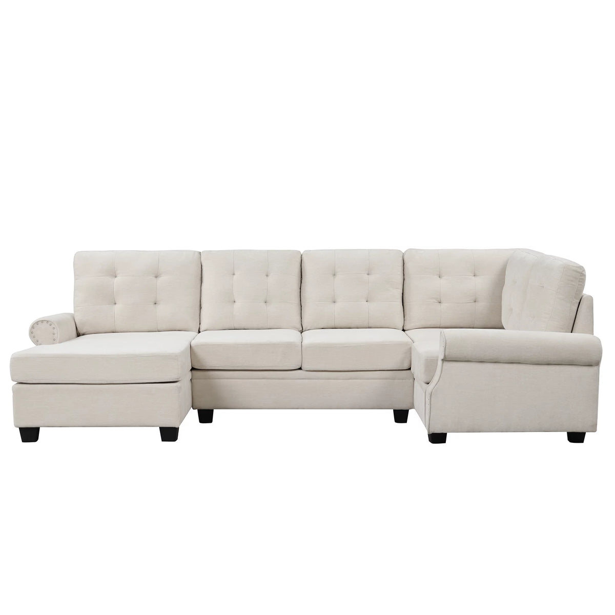 120" U-Shaped Linen Sectional Sofa W49632