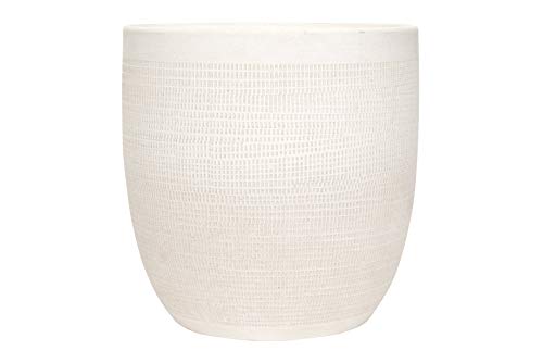 Large Matte White Embossed Stoneware Planter L73305