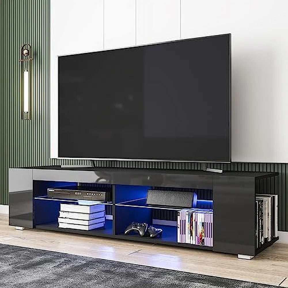 57 Inch LED TV Stand with Glass Shelves Y38240