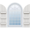 Rustic Faux Wood Shutters with Quarter Round Arch Top Z579085