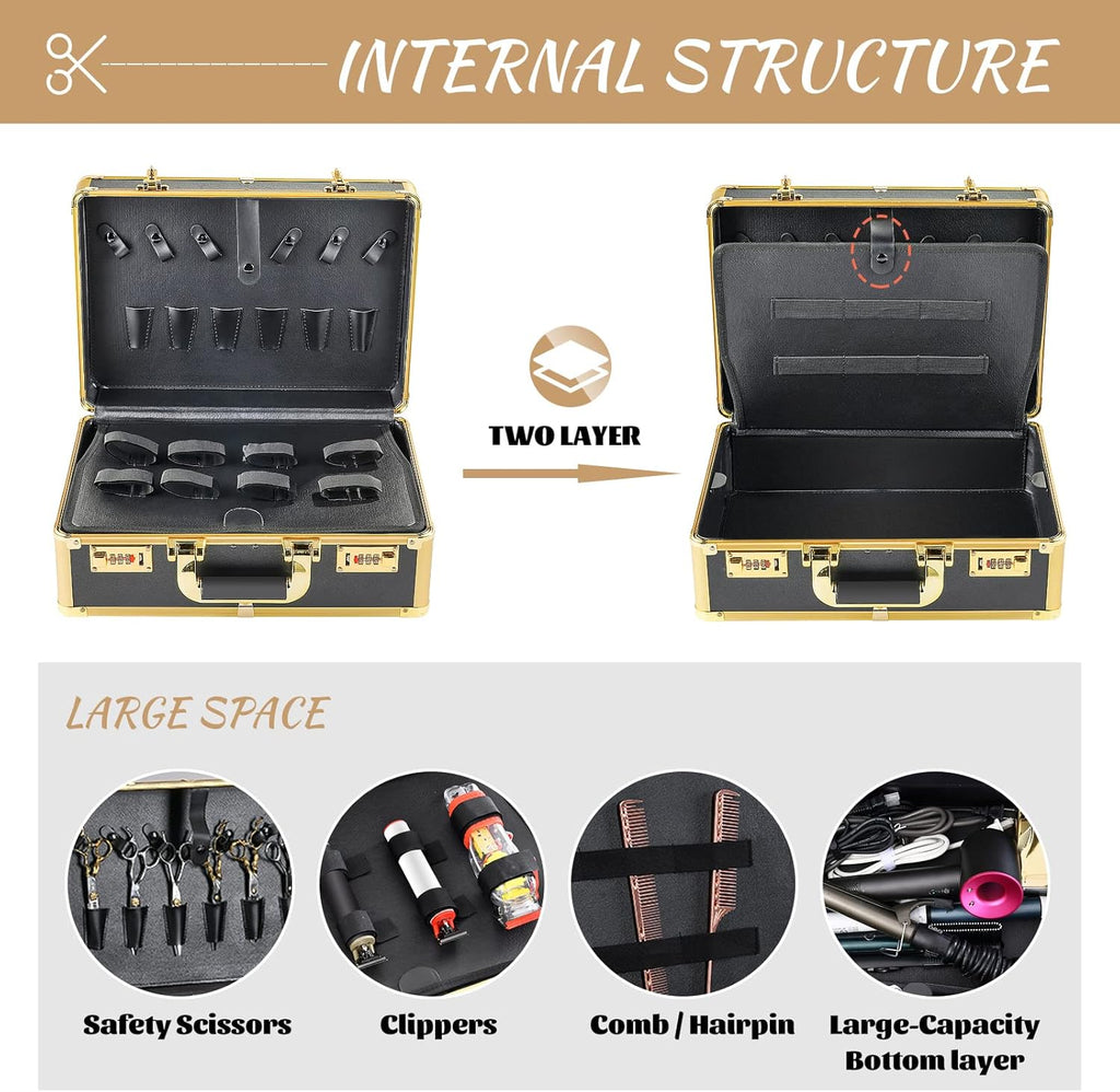 Barber Case with Code Lock Dual Layer 16 x 13 x 6 inch Y61979